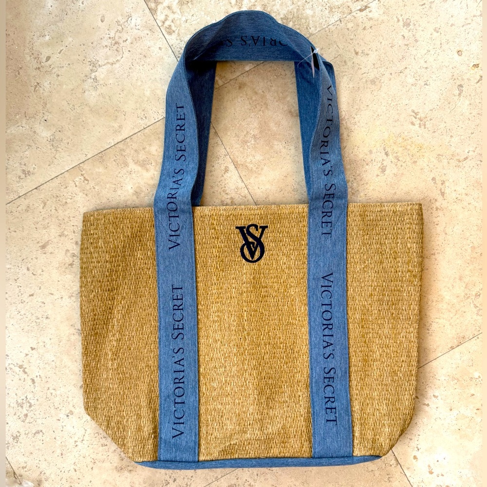 NWT Victoria’s Secret Straw & Denim beach bag